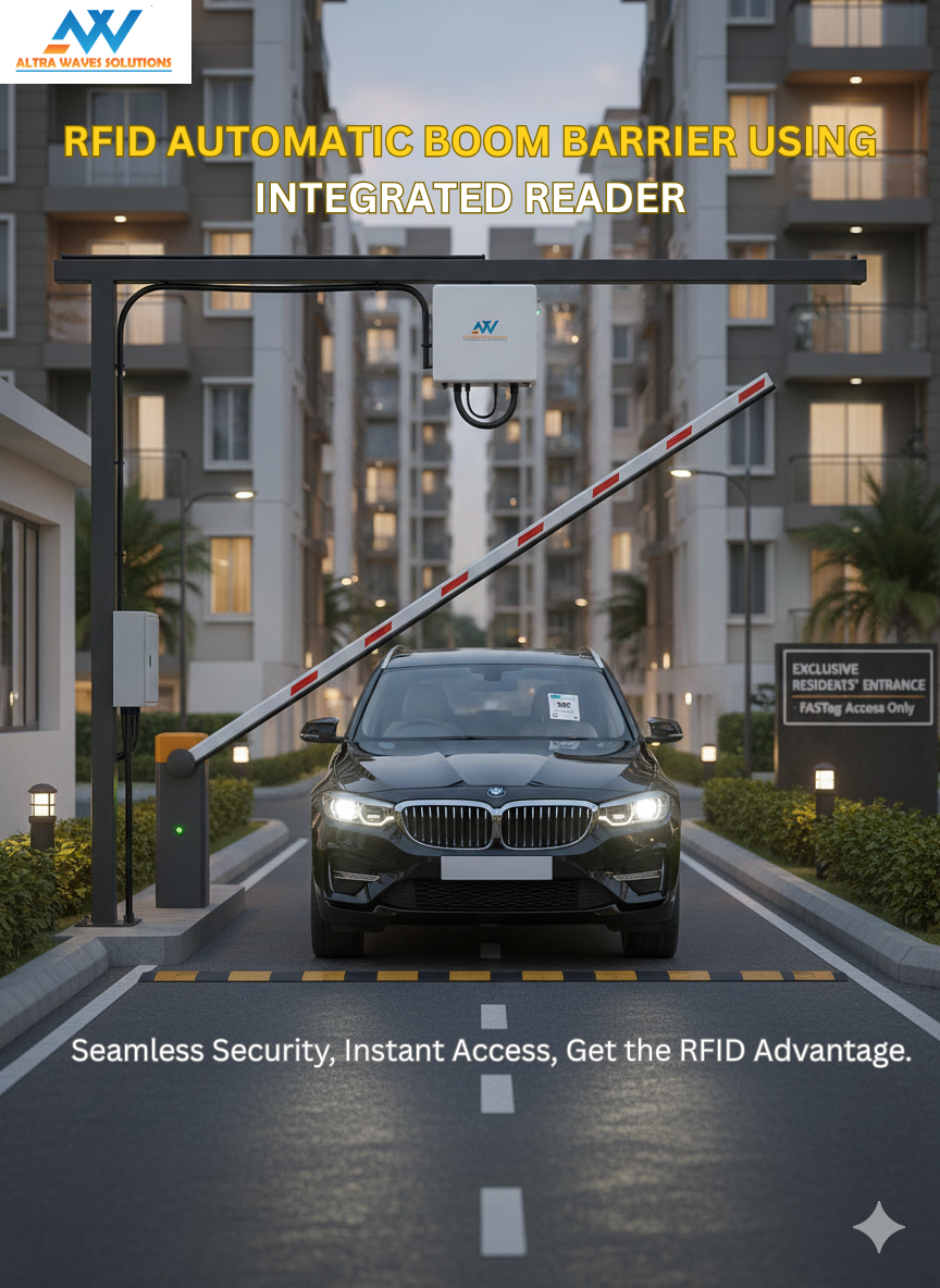 RFID parking automation system with boom barrier for vehicle access control